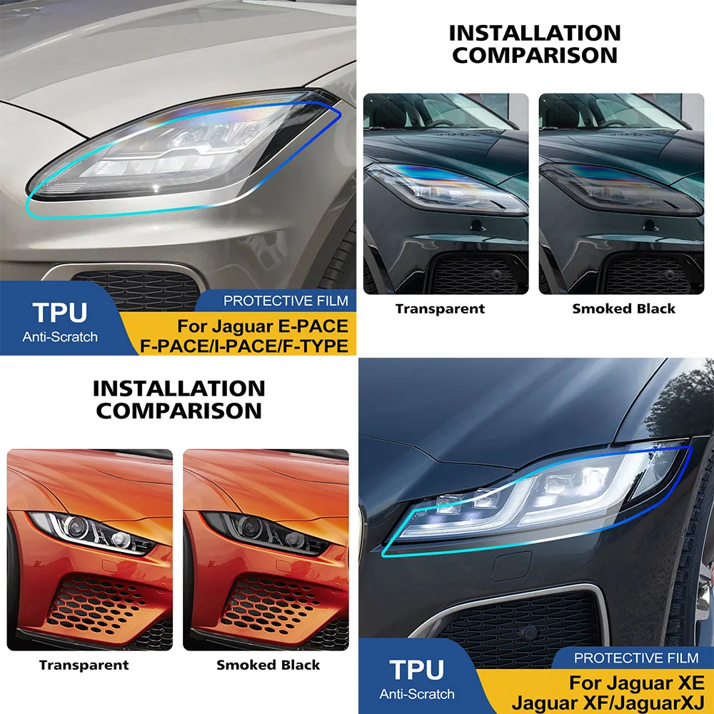 For Jaguar E-PACE/F-PACE/I-PACE/F-TYPE/XE/XF/XJ Smoke Black Pre-Cut TPU Headlight Protective Film PPF Anti-Scratch Vinyl Wrap
For Jaguar E-PACE/F-PACE/I-PACE/F-TYPE/XE/XF/XJ Smoke Black Pre-Cut TPU Headlight Protective Film PPF Anti-Scratch Vinyl Wrap