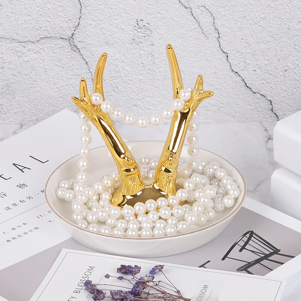 1pc Antler Jewelry Rack Ceramic Ring Holder Display Tray Trinket Organizer Stand Golden Color Storage Display Decorative Home
1pc Antler Jewelry Rack Ceramic Ring Holder Display Tray Trinket Organizer Stand Golden Color Storage Display Decorative Home