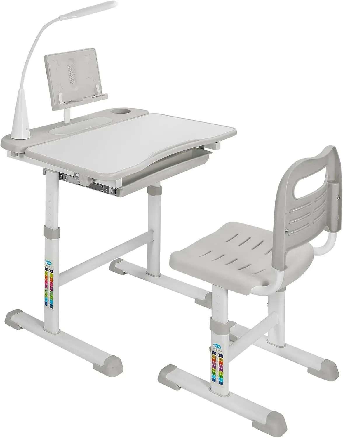 Kids Study Desk and Chair Set Height Adjustable Children School Table Chair with Storage Drawer Led Light Bookstand Cup Holder
Kids Study Desk and Chair Set Height Adjustable Children School Table Chair with Storage Drawer Led Light Bookstand Cup Holder