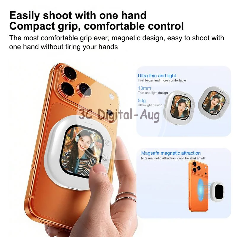 Phone Rear Camera Selfie Viewer HD Display Strong Magnet For Vlog Travel Selfie
Phone Rear Camera Selfie Viewer HD Display Strong Magnet For Vlog Travel Selfie