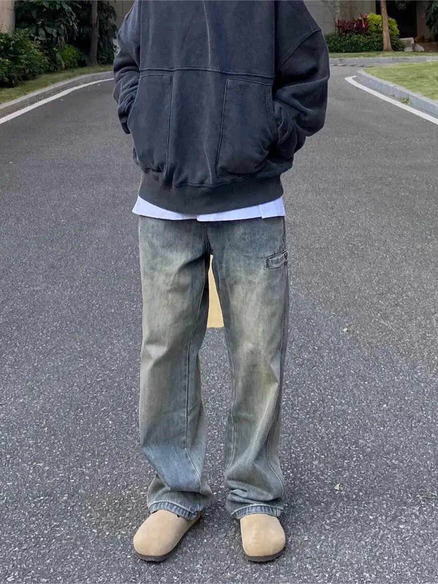 Retro Washed American High Street Vibe Men's Yellow Clay Denim Jeans Draping Loose Straight Leg Long Pants Casual Autumn Wear
Retro Washed American High Street Vibe Men's Yellow Clay Denim Jeans Draping Loose Straight Leg Long Pants Casual Autumn Wear