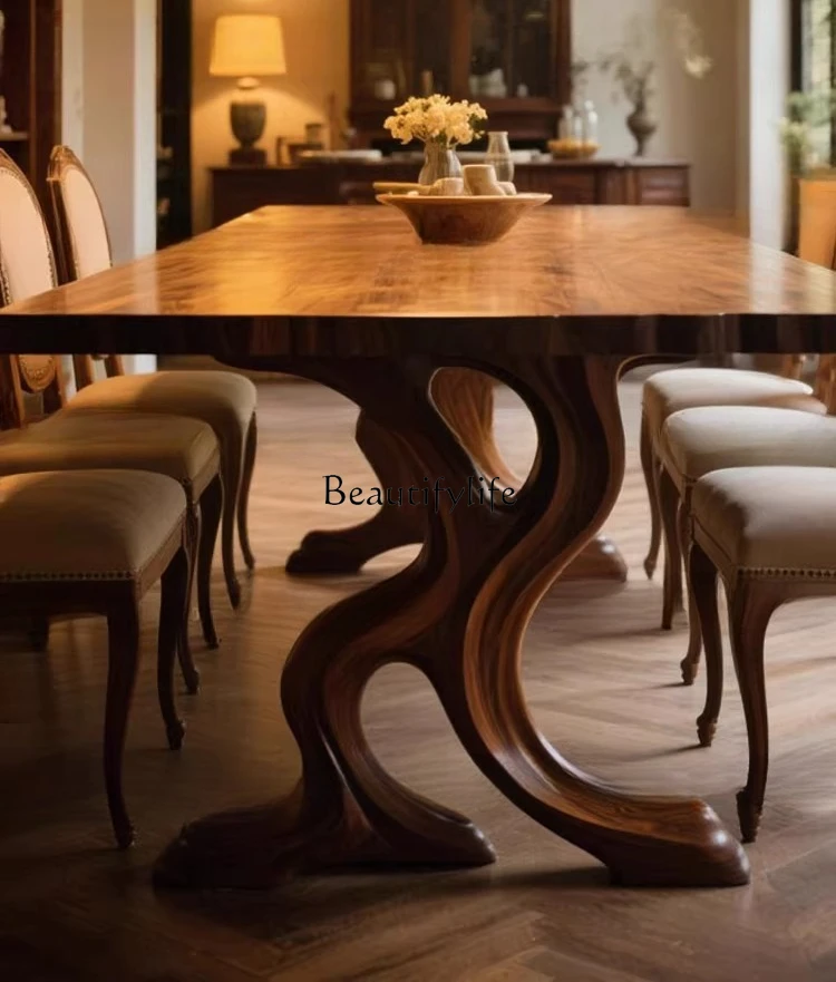 Medieval long dining table retro style log dining table, medieval style six-person solid wood customization
Medieval long dining table retro style log dining table, medieval style six-person solid wood customization