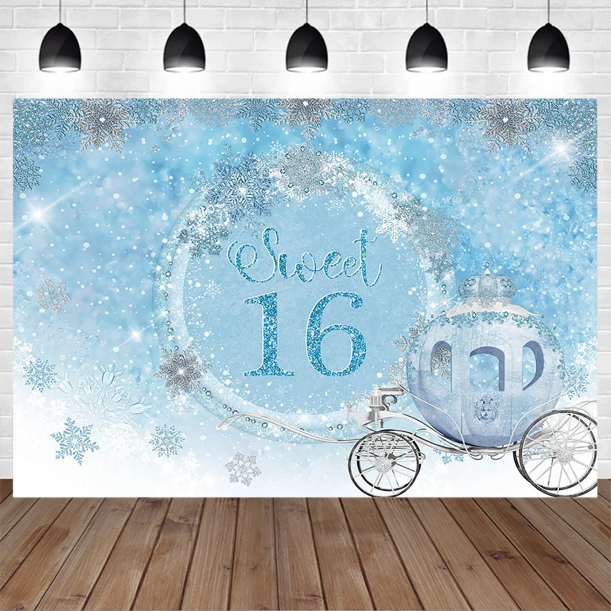 Blue Sweet Princess 16st Birthday Backdrop Winter Snowflake Crystal Pumpkin Carriage Silver Background Girl Portrait Photography
Blue Sweet Princess 16st Birthday Backdrop Winter Snowflake Crystal Pumpkin Carriage Silver Background Girl Portrait Photography