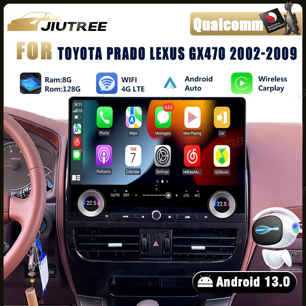 16.8 inch For Toyota Prado 120 2002-2009 For Lexus Gx470 Android 13 Car Radio Touch Screen Carplay GPS Video Player Multimedia
16.8 inch For Toyota Prado 120 2002-2009 For Lexus Gx470 Android 13 Car Radio Touch Screen Carplay GPS Video Player Multimedia
