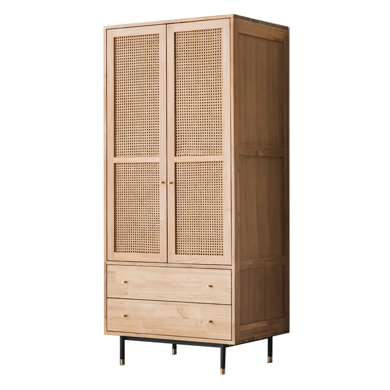 Nordic Japanese solid wood wardrobe modern simple double door tone retro rattan
Nordic Japanese solid wood wardrobe modern simple double door tone retro rattan