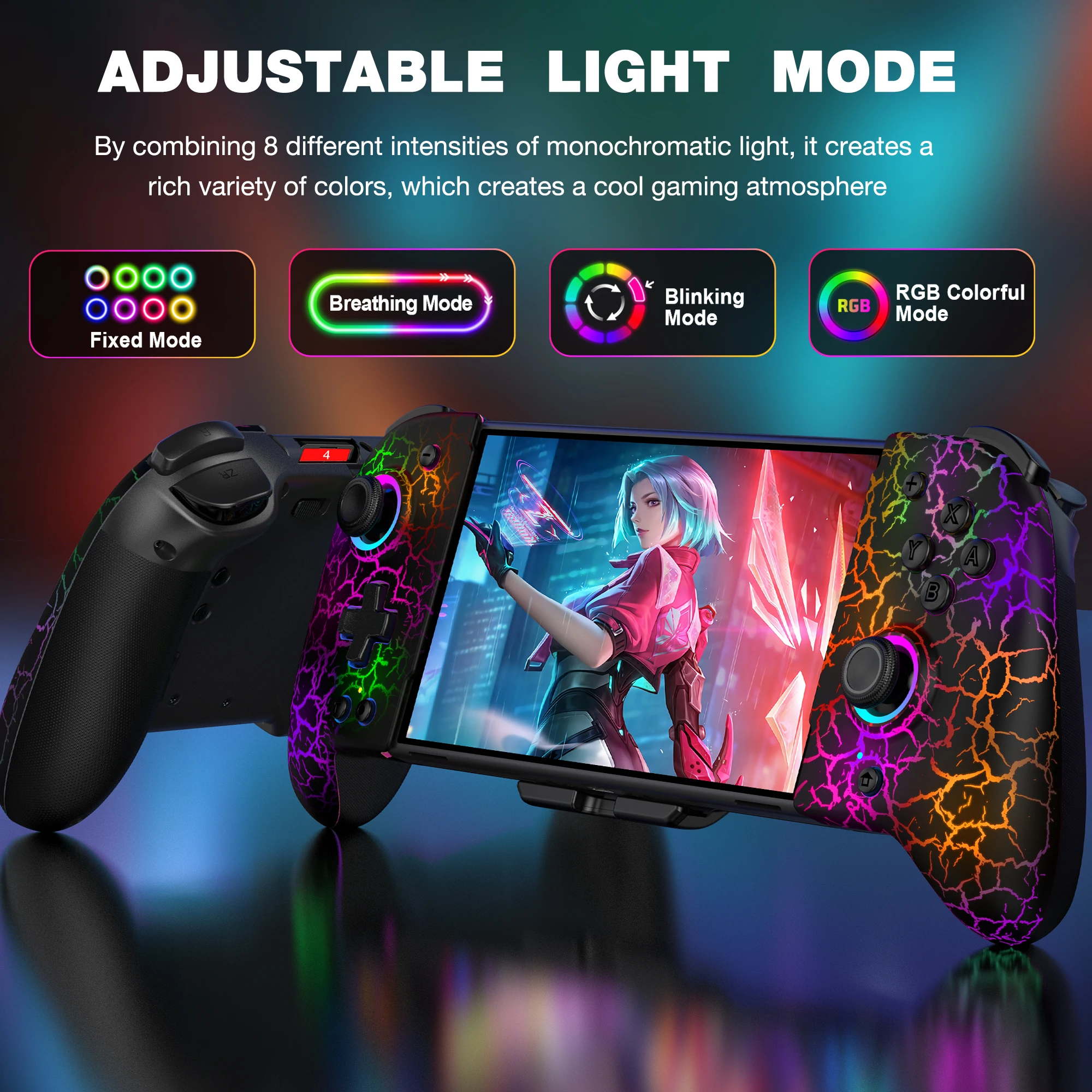Игровой контроллер BEBONCOOL JC200 с управлением через приложение, RGB-подсветкой, 6-осевой датчиком и двойной вибрацией — совместим с Switch/OLED, для RPG и гоночных игр
Игровой контроллер BEBONCOOL JC200 с управлением через приложение, RGB-подсветкой, 6-осевой датчиком и двойной вибрацией — совместим с Switch/OLED, для RPG и гоночных игр