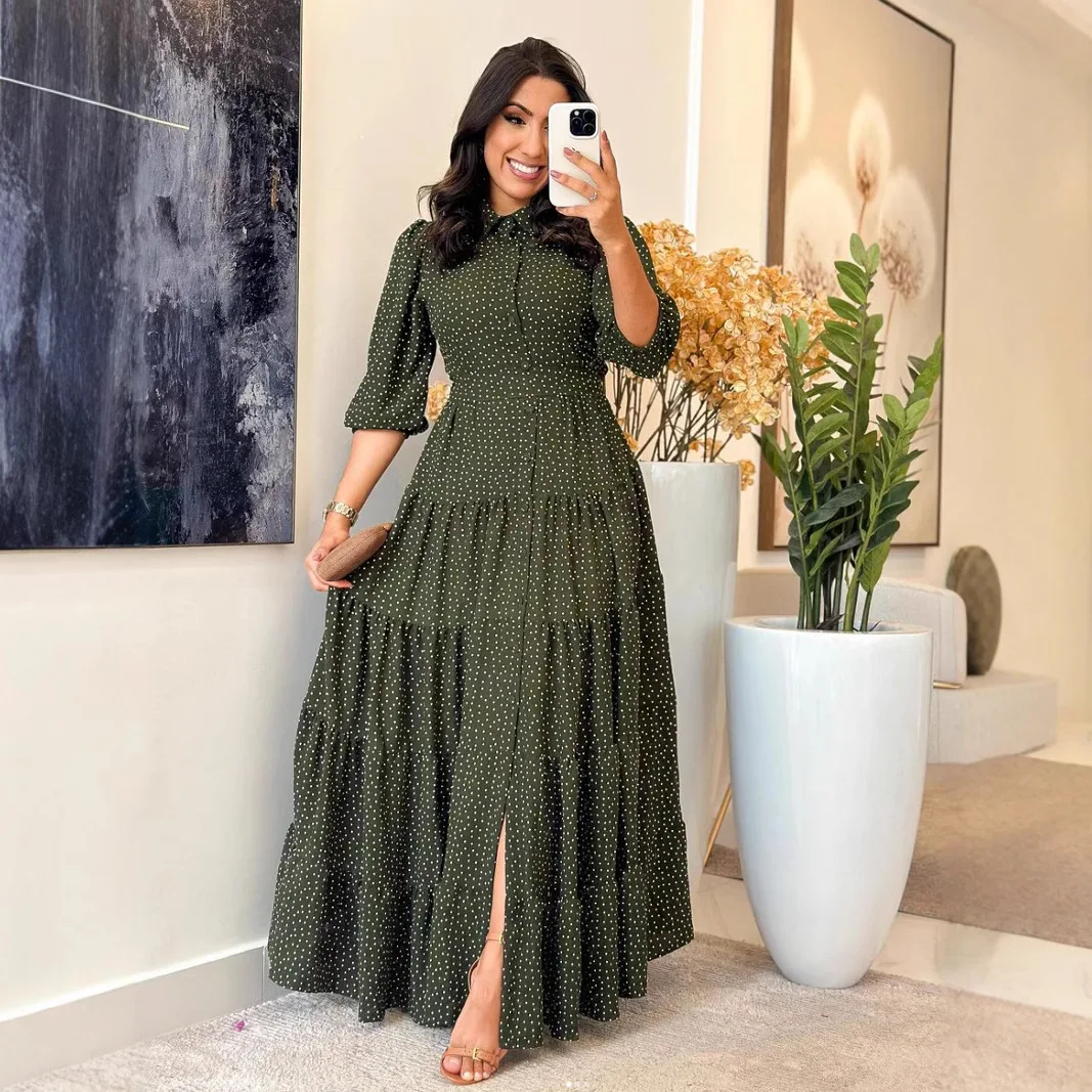 Long Dress Women Dresses Half Sleeve Dot Spliced Summer Maxi Casual Ankle Length Dresses Vestidos Autumn Patchwork Slight Strech
Long Dress Women Dresses Half Sleeve Dot Spliced Summer Maxi Casual Ankle Length Dresses Vestidos Autumn Patchwork Slight Strech