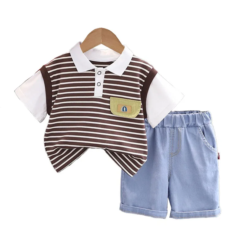Korean Fashion Kids Set 2025 Summer Baby Boy Clothes 9 To 12 Months Striped Short Sleeve T-shirts and Shorts Boys 2 Piece Outfit
Korean Fashion Kids Set 2025 Summer Baby Boy Clothes 9 To 12 Months Striped Short Sleeve T-shirts and Shorts Boys 2 Piece Outfit