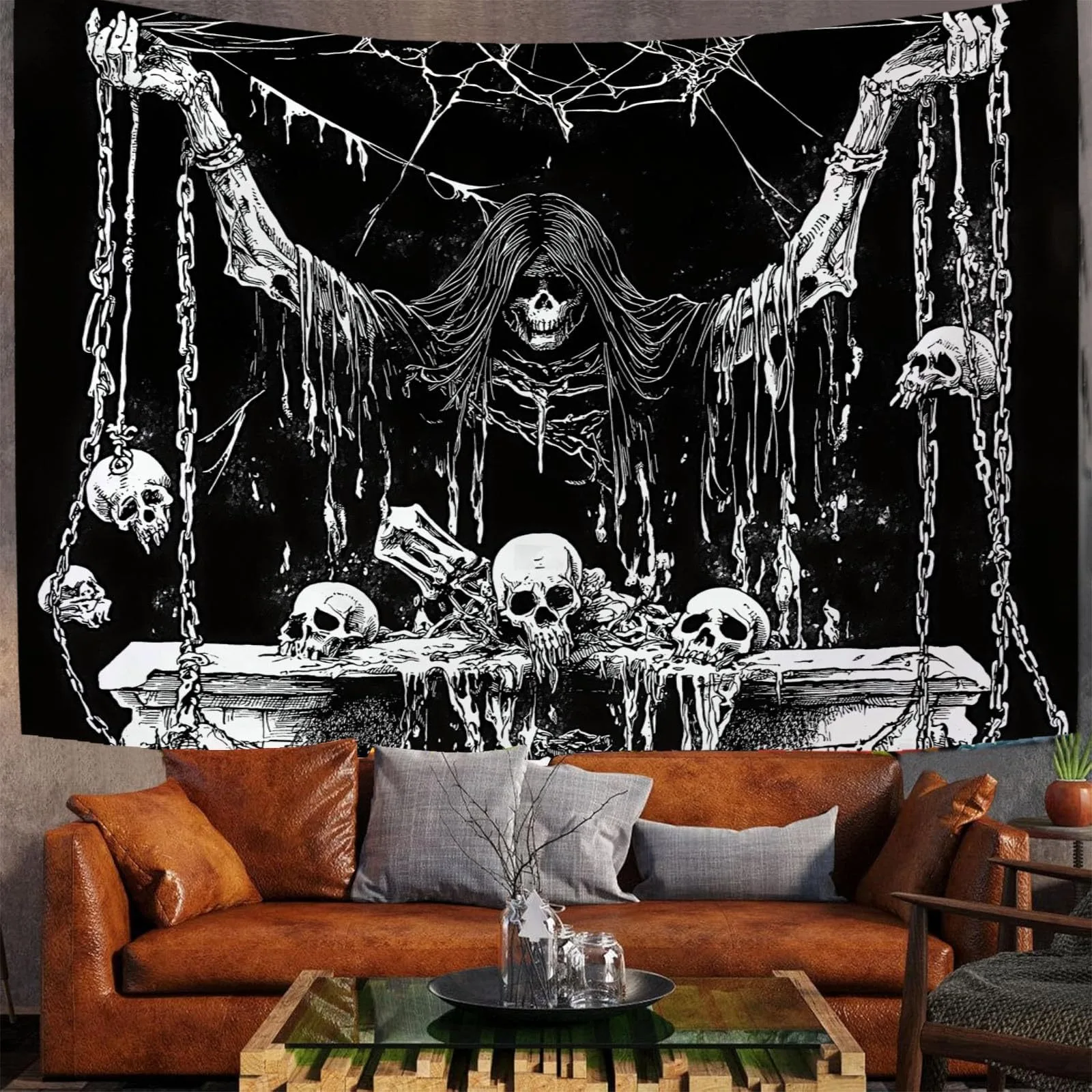 Gothic Grim Reaper Skull Pillowcase Black and White Horror Skeleton Polyester Cushion Cover for Sofa Living Room Dark Decor
Gothic Grim Reaper Skull Pillowcase Black and White Horror Skeleton Polyester Cushion Cover for Sofa Living Room Dark Decor