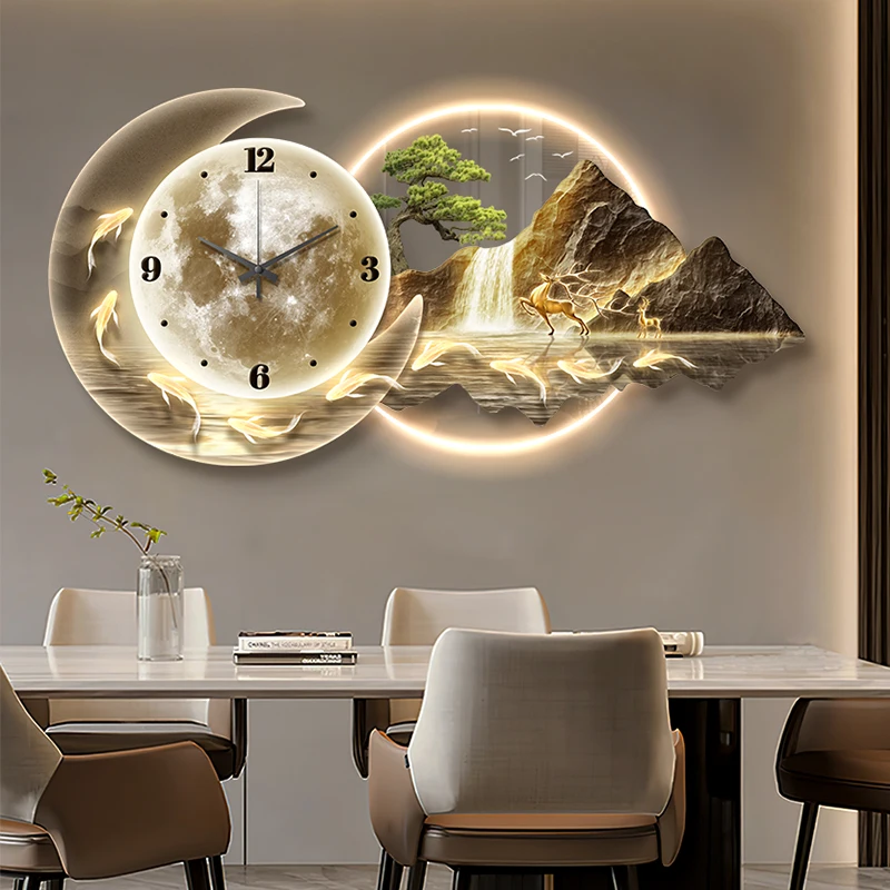 Rizhao Jinshan with clock hanging wall dining room decorative painting creative wall clock dining room dining table clock light
Rizhao Jinshan with clock hanging wall dining room decorative painting creative wall clock dining room dining table clock light