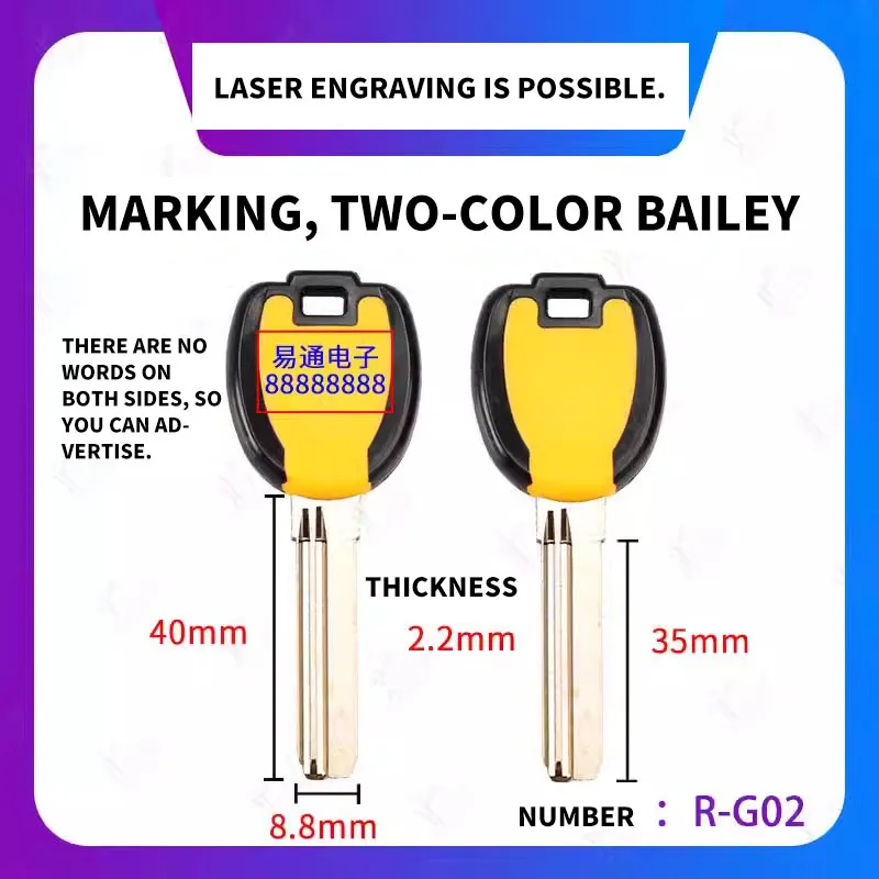 for R-G02 marking two-color Bailey marking two-color advertising key embryo Bailey laser marking
for R-G02 marking two-color Bailey marking two-color advertising key embryo Bailey laser marking