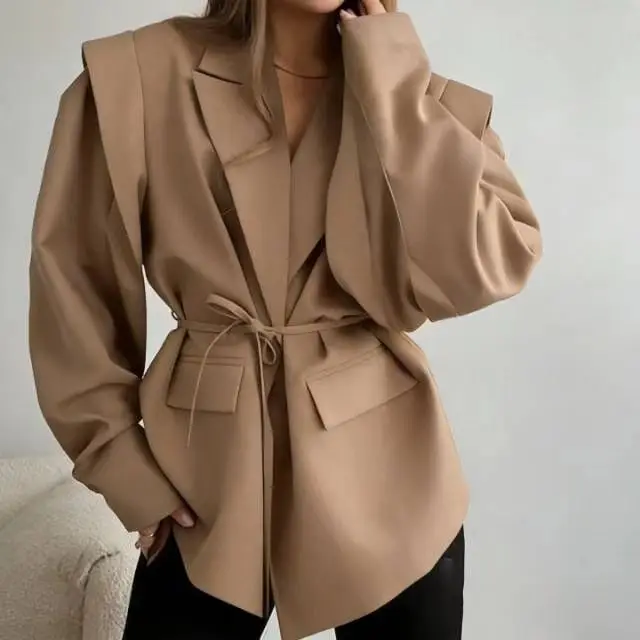 2026 Spring and Summer New Suit Fashionable Waist Thin Lace-up Loose Versatile V-neck Coat Women
2026 Spring and Summer New Suit Fashionable Waist Thin Lace-up Loose Versatile V-neck Coat Women