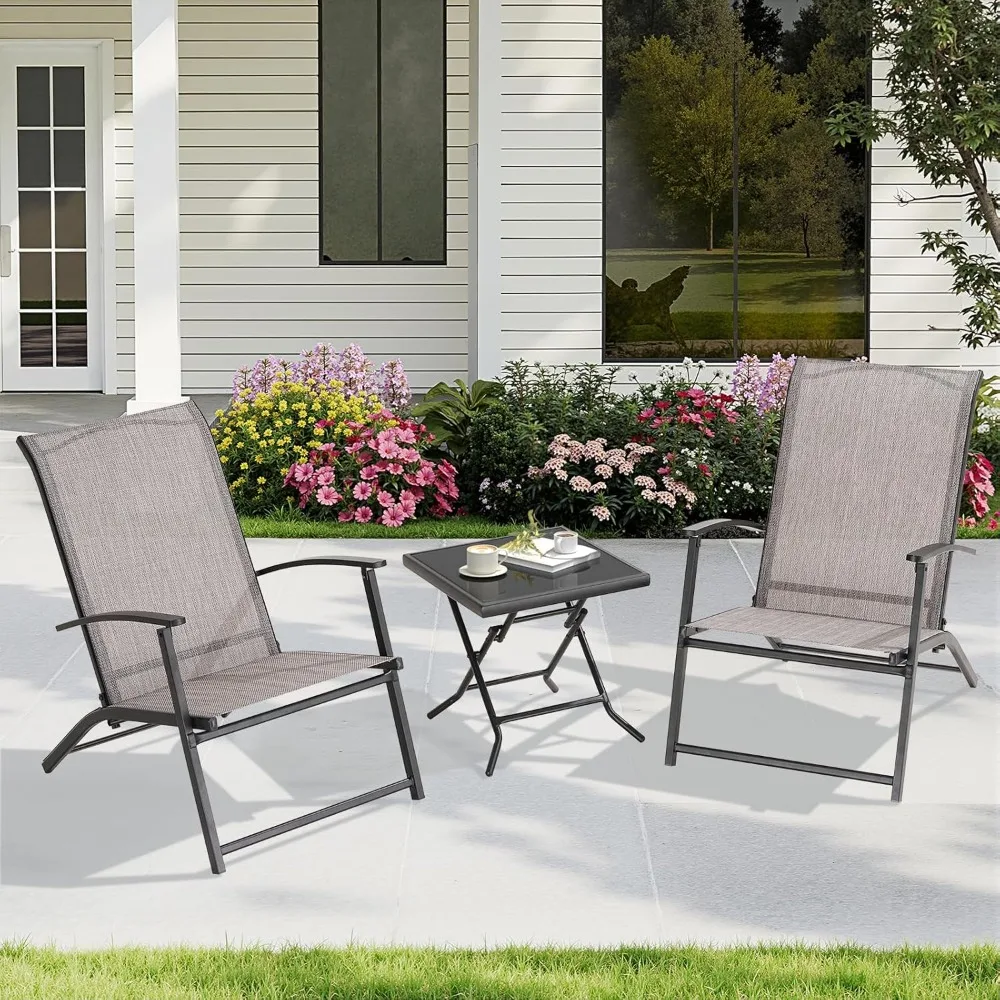 3 Piece Folding Chairs Set of 2 with Side Table, No Assembly Chair Textilene Patio Set Outdoor Folding Chairs for Fire Pit Garde
3 Piece Folding Chairs Set of 2 with Side Table, No Assembly Chair Textilene Patio Set Outdoor Folding Chairs for Fire Pit Garde