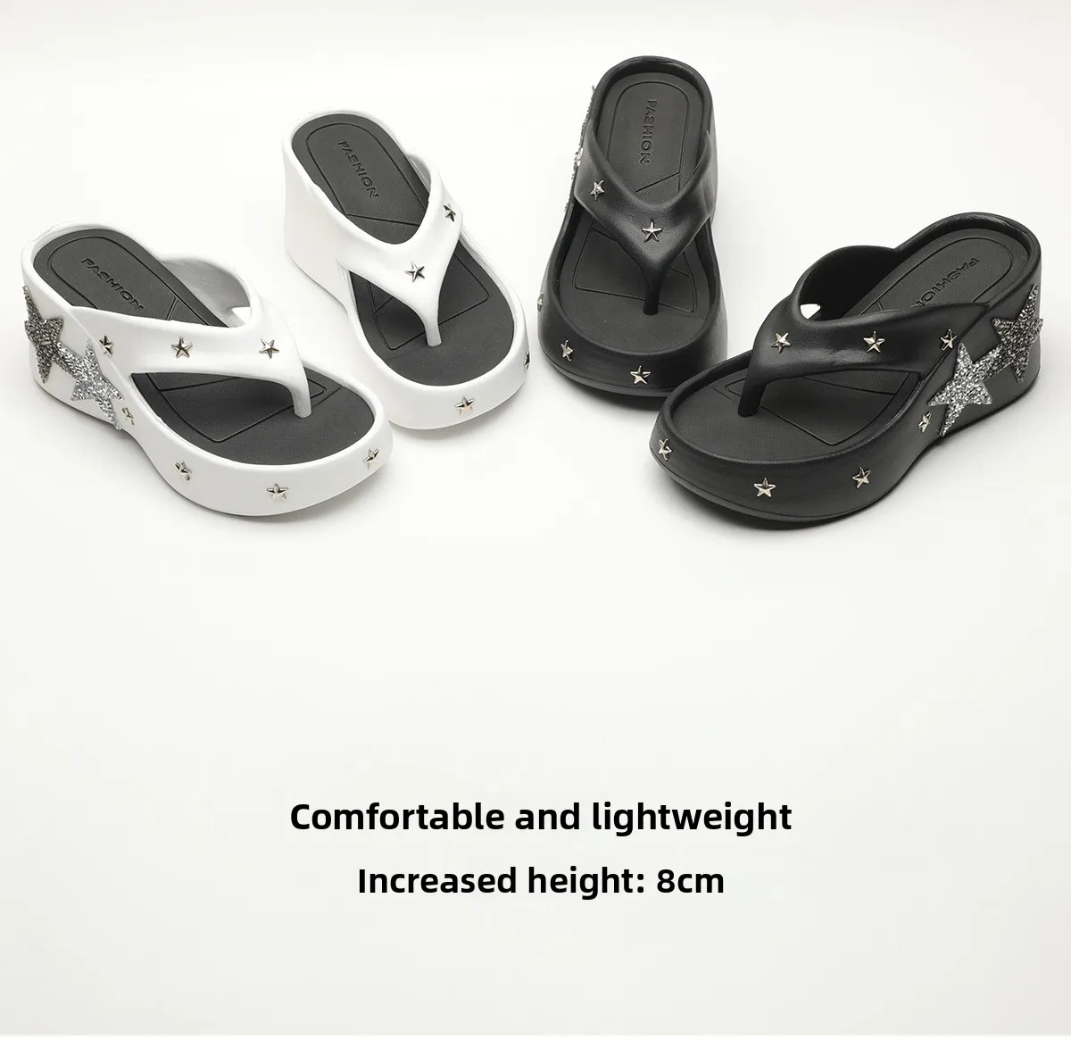 Pentagram Heightening Flip-flops Women's Summer Wear 2026 New Punk Style Pinch Foot Slope Heel Fashion Cool Slippers 8cm
Pentagram Heightening Flip-flops Women's Summer Wear 2026 New Punk Style Pinch Foot Slope Heel Fashion Cool Slippers 8cm