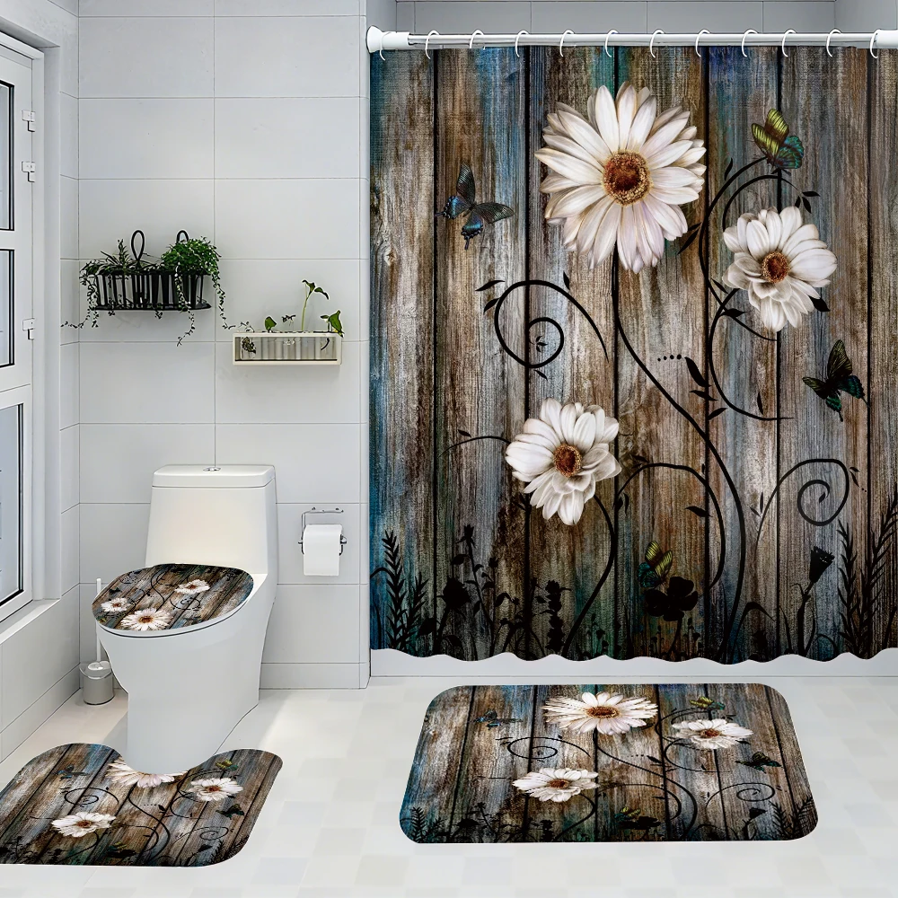 4pc flower shower curtain, two-dimensional flat printing. Bathroom partition curtains, home decoration, modern home Windows
4pc flower shower curtain, two-dimensional flat printing. Bathroom partition curtains, home decoration, modern home Windows