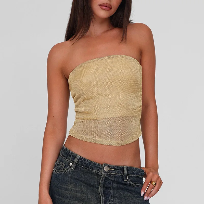New sexy spicy girl style fashion trend versatile splicing solid color strapless top
New sexy spicy girl style fashion trend versatile splicing solid color strapless top