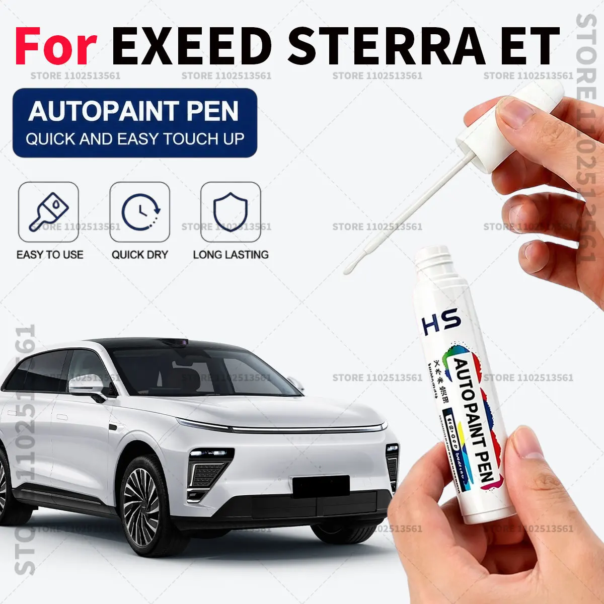 For Chery EXEED STERRA ET Car Touch Up Paint Pen Scratch Chip Repair Paint Star Grey Black White Basalt Gray Purple Rime Blue
For Chery EXEED STERRA ET Car Touch Up Paint Pen Scratch Chip Repair Paint Star Grey Black White Basalt Gray Purple Rime Blue