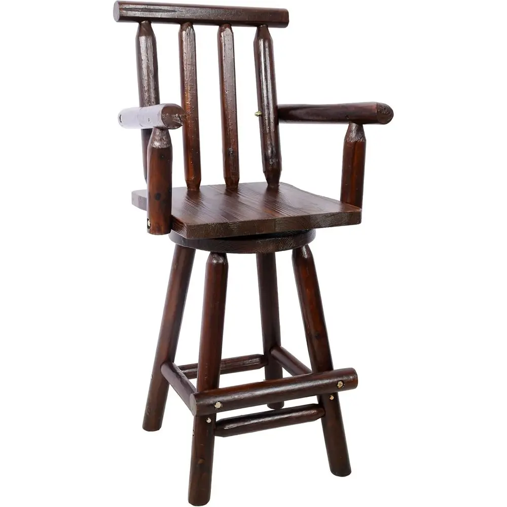 Rustic Wooden Bar Stool with Footrest and Wide Armrests for Kitchen, Dining, and Pub Use in Brown
Rustic Wooden Bar Stool with Footrest and Wide Armrests for Kitchen, Dining, and Pub Use in Brown