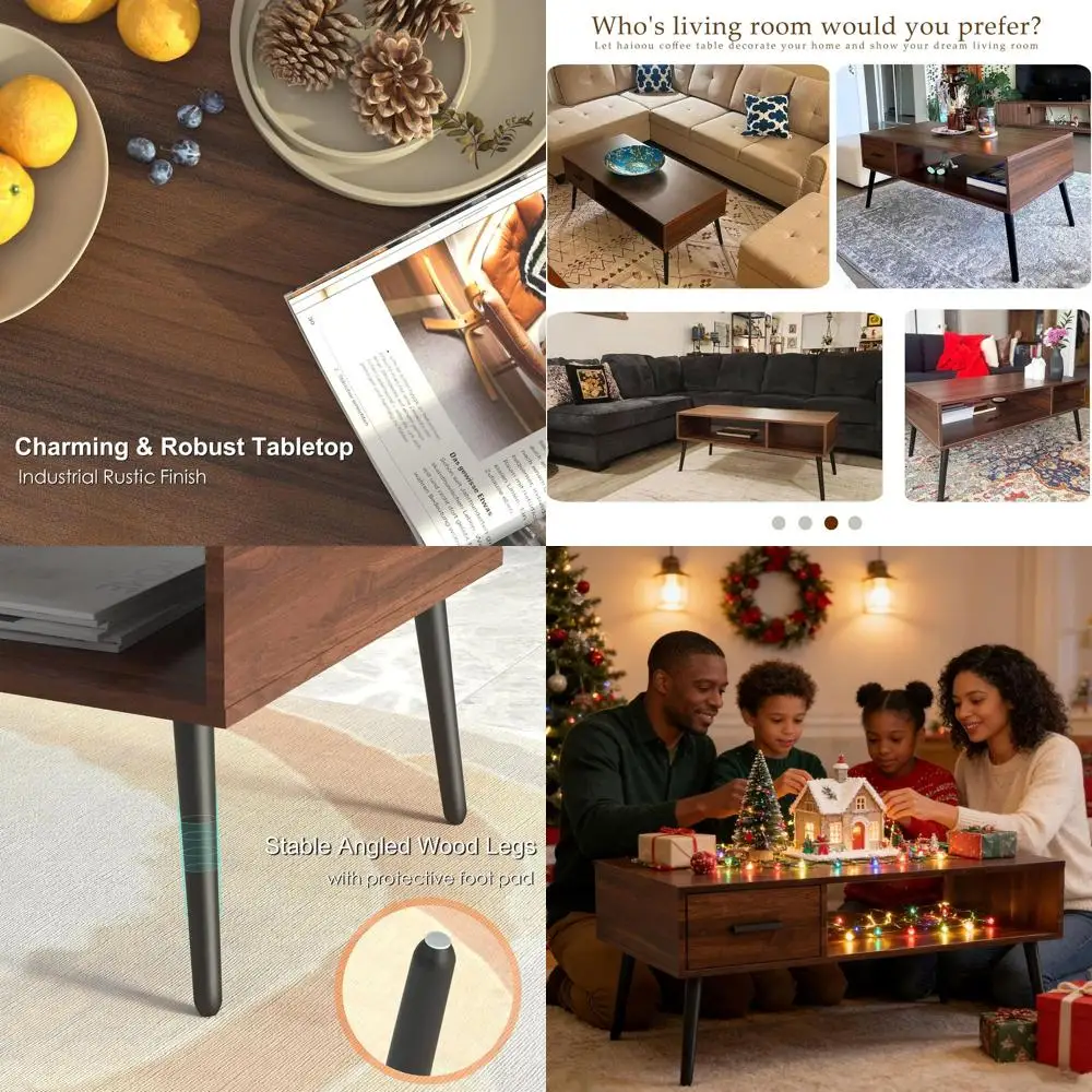 Журнальный столик из орехового дерева с открытыми полками для гостиной, ножки из устойчивой к царапинам сосны
Журнальный столик из орехового дерева с открытыми полками для гостиной, ножки из устойчивой к царапинам сосны