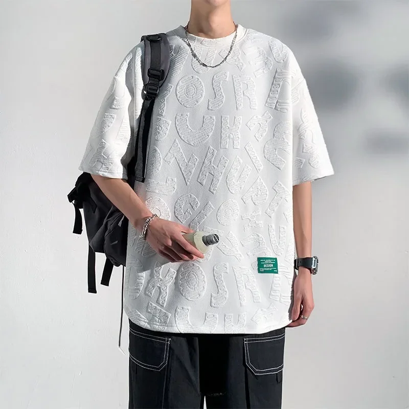 T-shirt Large Size Casual Versatile Tops Premium Loose Hong Kong Style Round Neck Short Sleeves Trend Jacquard Handsome Men
T-shirt Large Size Casual Versatile Tops Premium Loose Hong Kong Style Round Neck Short Sleeves Trend Jacquard Handsome Men