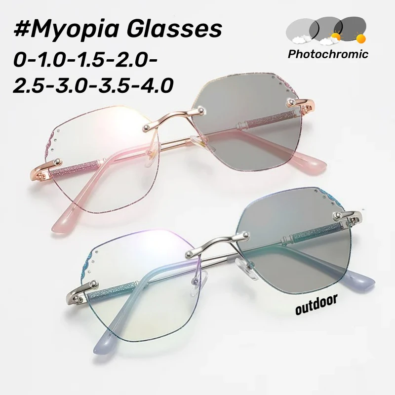 Polygonal Framed Myopia Glasses Light Sensitive Color Changing Rimless Diamond Cut Rim Premium Sense Anti-Blue Light Glasses
Polygonal Framed Myopia Glasses Light Sensitive Color Changing Rimless Diamond Cut Rim Premium Sense Anti-Blue Light Glasses