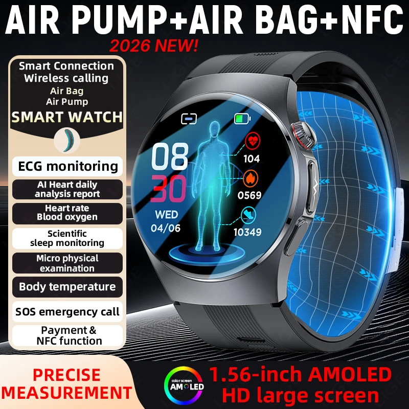 LIGE New Air Pump Airbag Smartwatch High Precision Dynamic Blood Pressure Monitoring ECG Heart Rate Health Smart Watch For Adult
LIGE New Air Pump Airbag Smartwatch High Precision Dynamic Blood Pressure Monitoring ECG Heart Rate Health Smart Watch For Adult