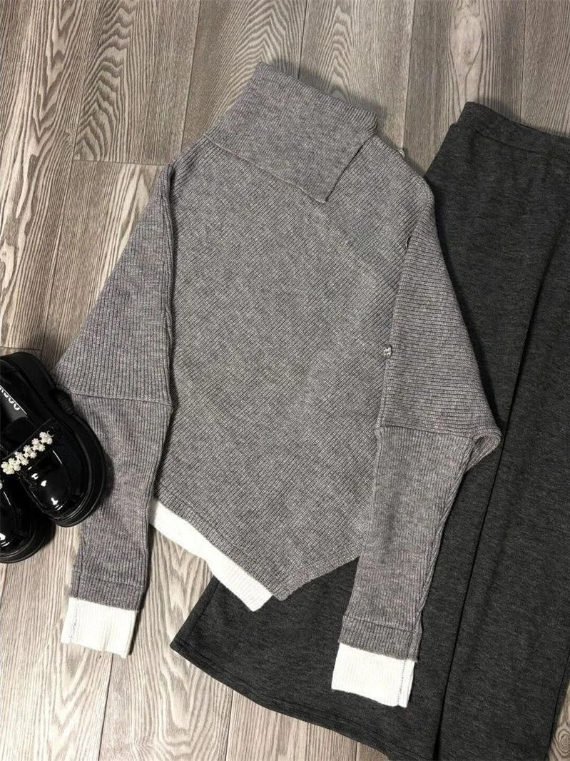 Korean Style High Collar Asymmetrical Cloak Knitwear Winter Loose Skirt Simple Casual Two-Piece Set Women's Fashion
Korean Style High Collar Asymmetrical Cloak Knitwear Winter Loose Skirt Simple Casual Two-Piece Set Women's Fashion