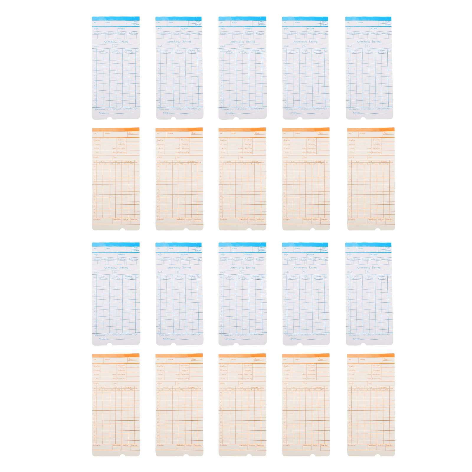 100 листов, двусторонние карточки времени для офиса 
100 листов, двусторонние карточки времени для офиса