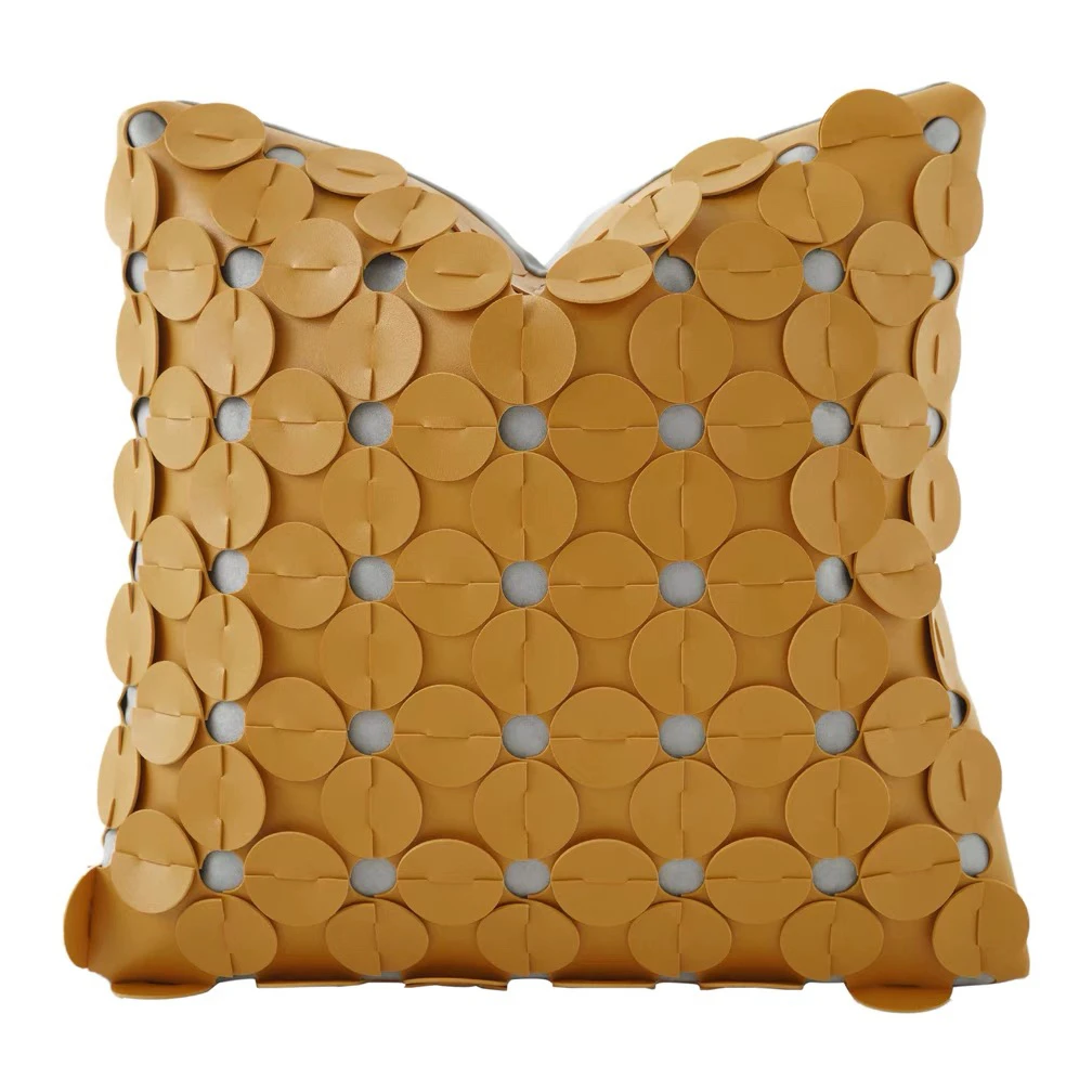 Modern Luxury Handcrafted Leather Woven round Slice Patchwork Pillowcase Living Room Sofa Home Use Square Pillow Sample Room
Modern Luxury Handcrafted Leather Woven round Slice Patchwork Pillowcase Living Room Sofa Home Use Square Pillow Sample Room
