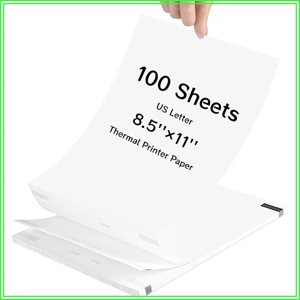 US Letter Thermal Printer Paper 8.5x11 Inch, 100 Sheets Continuous Folding Paper for M08F/A40 Portable Printer
US Letter Thermal Printer Paper 8.5x11 Inch, 100 Sheets Continuous Folding Paper for M08F/A40 Portable Printer