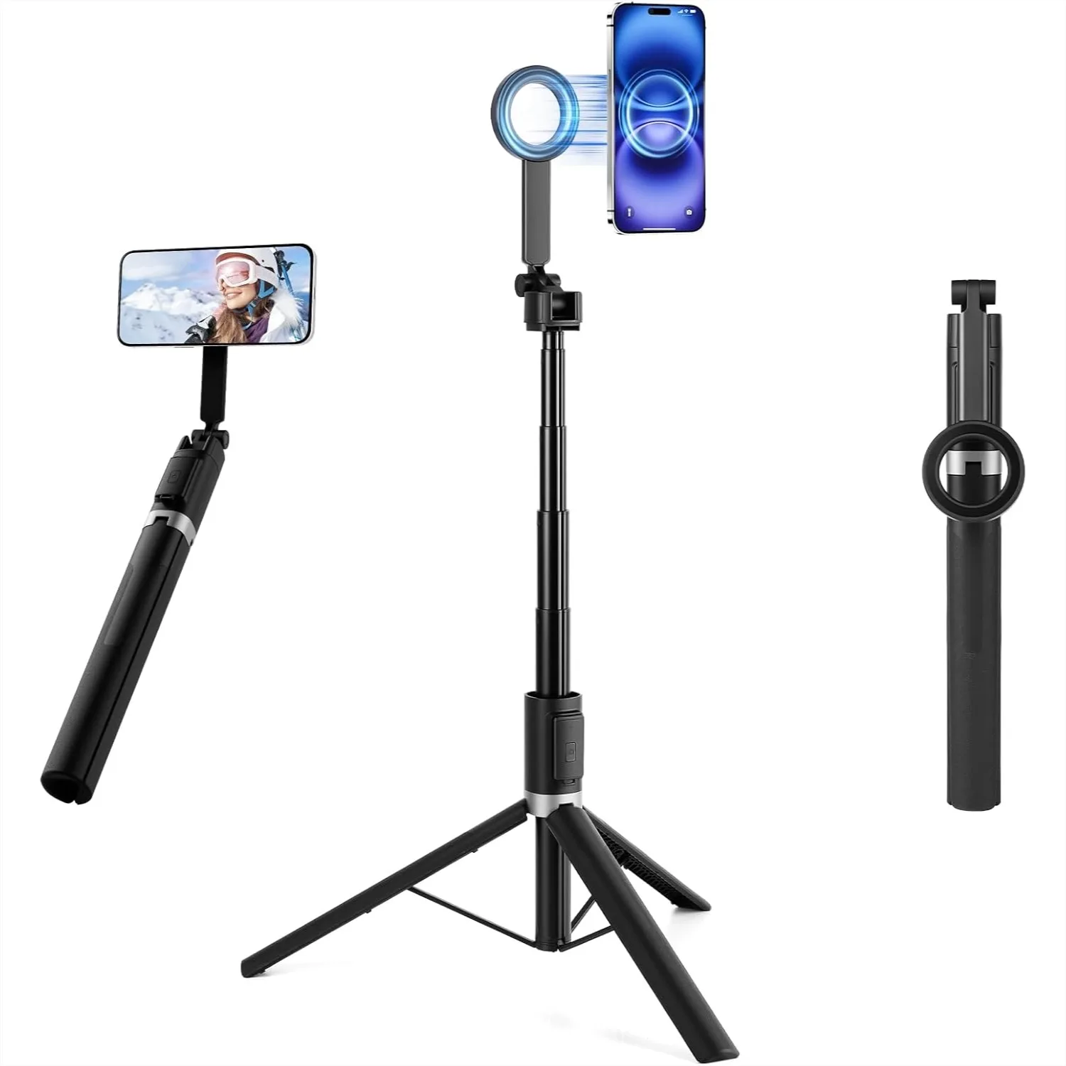 67 Inch Magnetic Phone Tripod For iPhone MagSafe Selfie Stick With Metal Back Mount For Power Bank And Selfie Light Large Tilt Head Tripod With Remote For Recording
67 Inch Magnetic Phone Tripod For iPhone MagSafe Selfie Stick With Metal Back Mount For Power Bank And Selfie Light Large Tilt Head Tripod With Remote For Recording