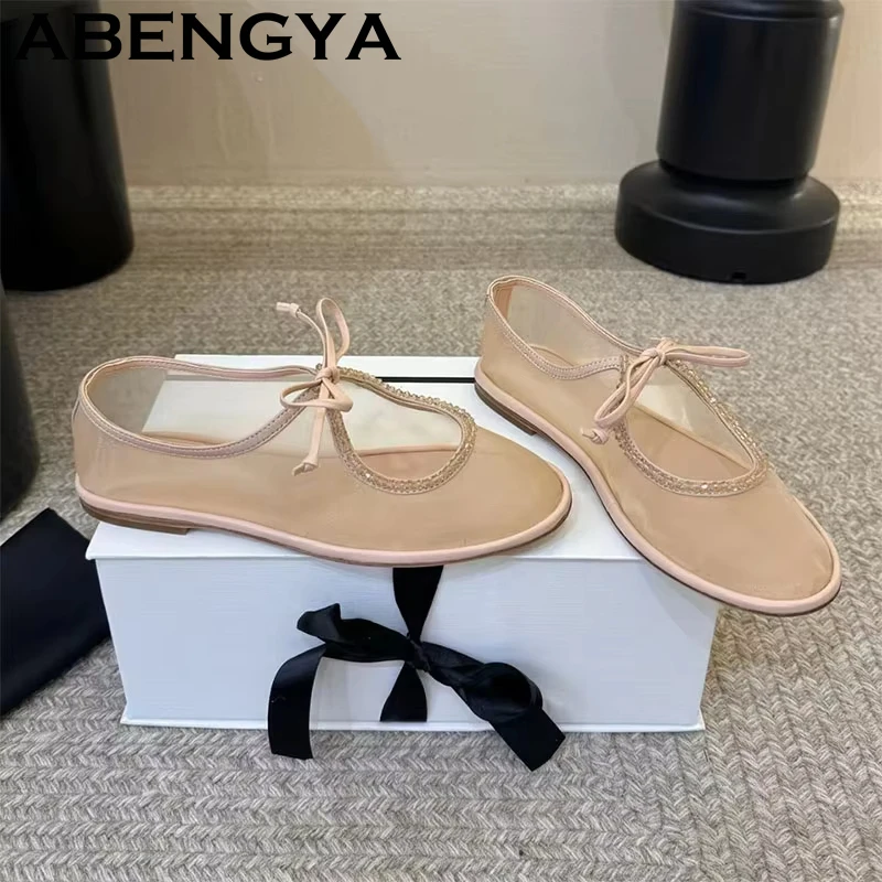 2026 Summer Breathable Mesh Flat Loafers Shoes Women Round Toe Lace Up Crystal Ballet Flat Shoes Casual Walk Single Shoes Female
2026 Summer Breathable Mesh Flat Loafers Shoes Women Round Toe Lace Up Crystal Ballet Flat Shoes Casual Walk Single Shoes Female