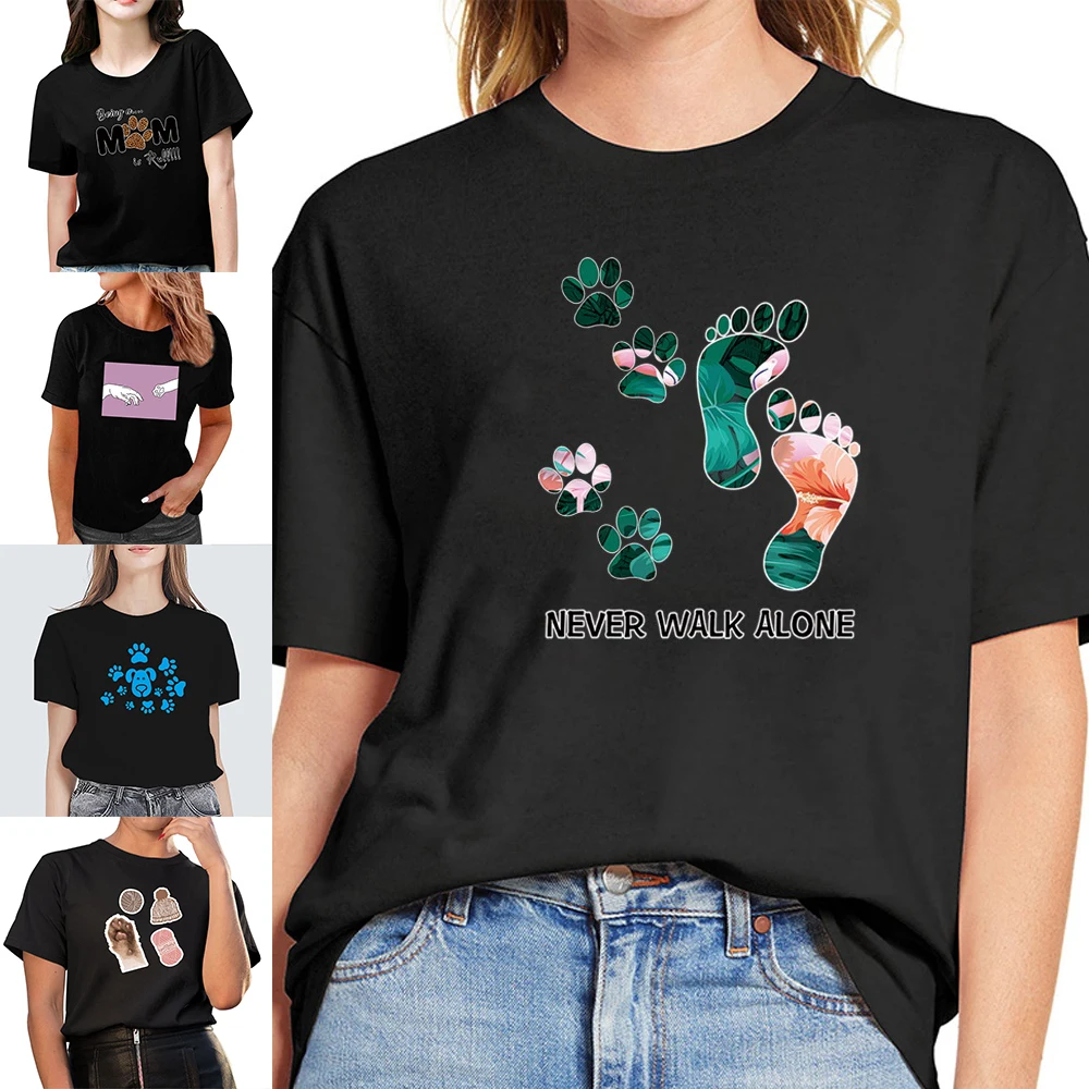 Women T Shirt Casual Summer Short Sleeve Footprints Printed Tshirts Loose Fashion Tops Tees Trend Clothing Streetwear Pullover
Women T Shirt Casual Summer Short Sleeve Footprints Printed Tshirts Loose Fashion Tops Tees Trend Clothing Streetwear Pullover