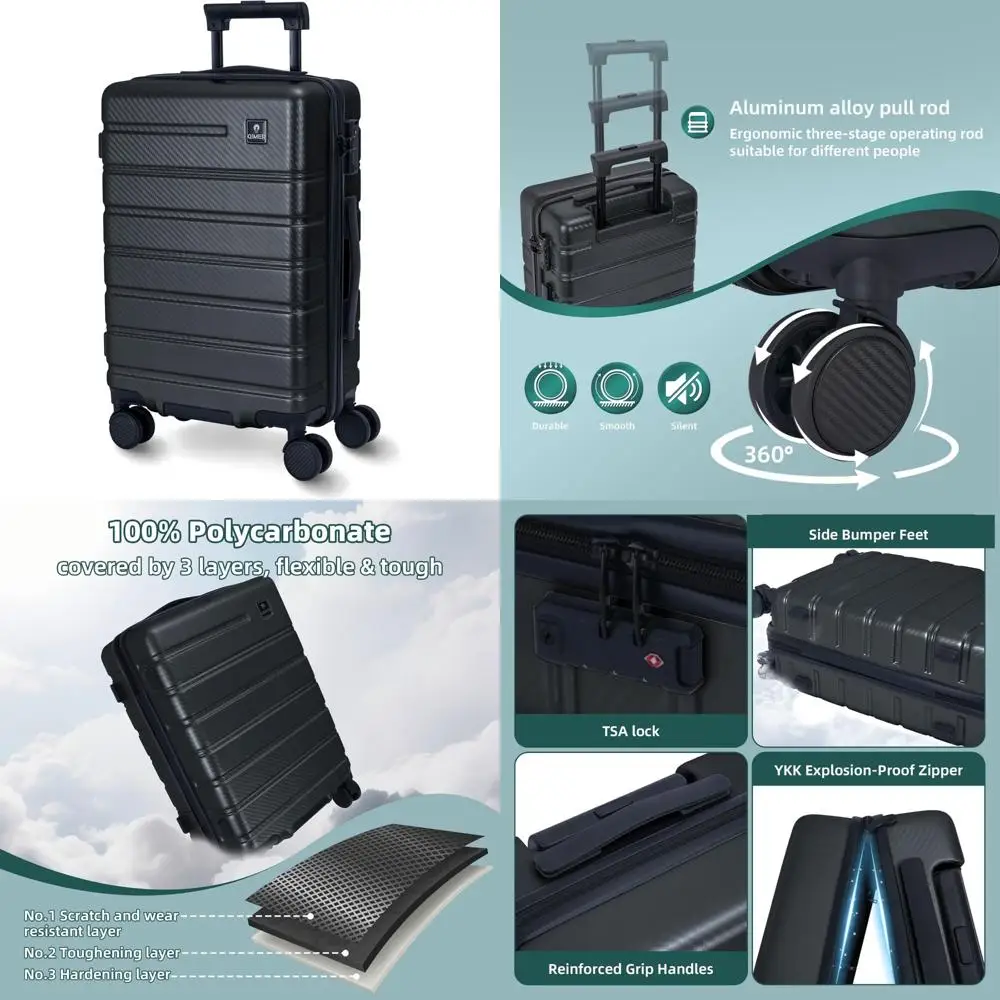 Lightweight Double Spinner Wheels Hard Shell Suitcase 22x14x9, Airline Approved, TSA Lock, YKK Zippered, Ideal for Travel
Lightweight Double Spinner Wheels Hard Shell Suitcase 22x14x9, Airline Approved, TSA Lock, YKK Zippered, Ideal for Travel
