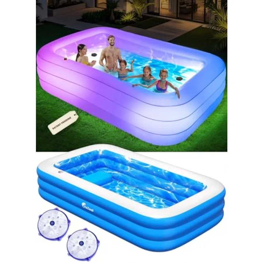 Backyard outdoor inflatable pool for adults and kids, durable thickened PVC, white, 110 x 63 x 20, includes built-in lights and
Backyard outdoor inflatable pool for adults and kids, durable thickened PVC, white, 110 x 63 x 20, includes built-in lights and