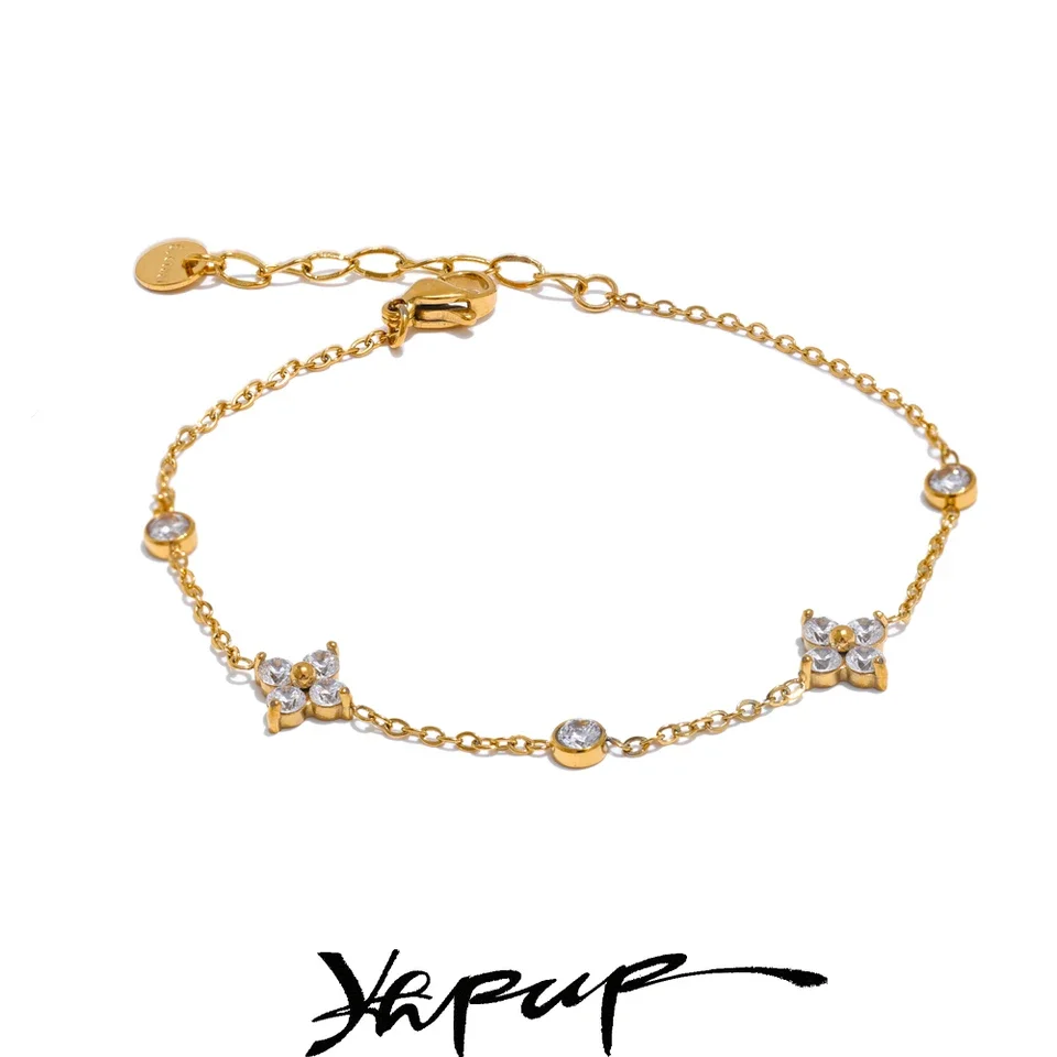 Delicate Cubic Zirconia Flower Chain Thin Bracelet Bangle Stainless Steel Rust Proof Office Ladies Chic Jewelry New Gift
Delicate Cubic Zirconia Flower Chain Thin Bracelet Bangle Stainless Steel Rust Proof Office Ladies Chic Jewelry New Gift