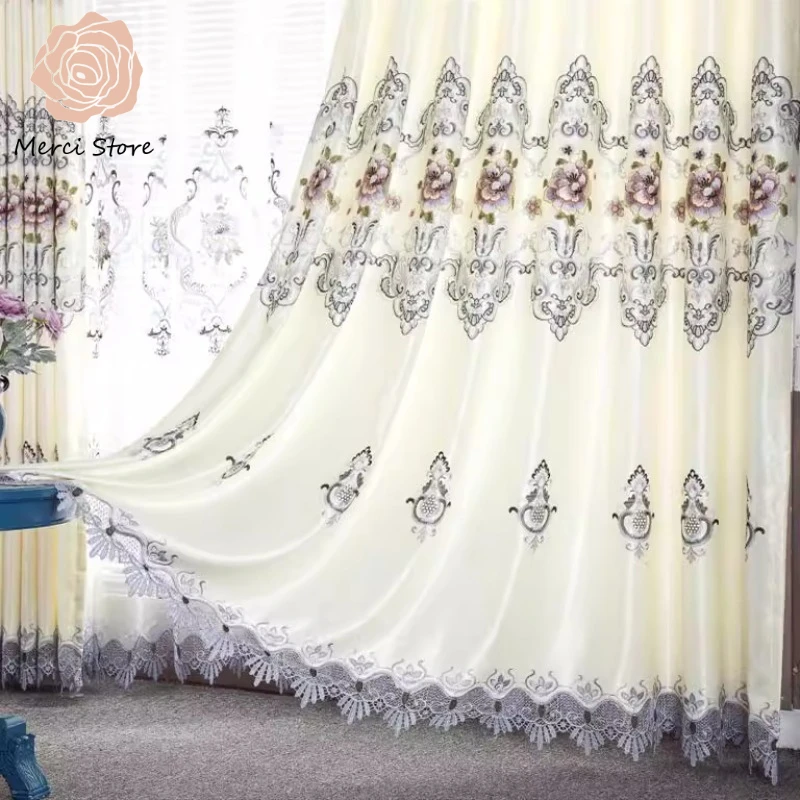 Luxury European Embroidery Blackout Curtains for Living Room Bedroom Floor Length Custom Made Sheer Drapes Free Shipping Tulle
Luxury European Embroidery Blackout Curtains for Living Room Bedroom Floor Length Custom Made Sheer Drapes Free Shipping Tulle
