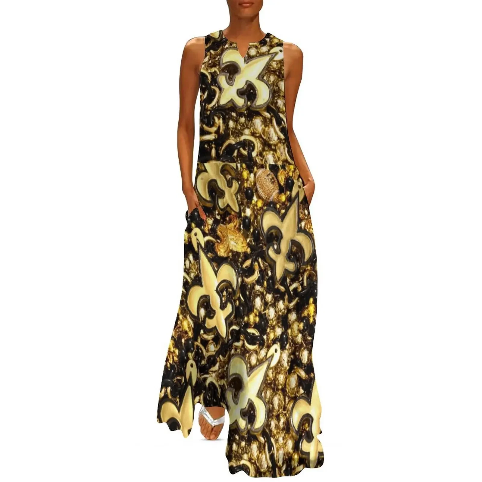 Orleans Black and Gold Louisiana Fleur de Lis Beads Long Dress cocktail dresses dress women elegant luxury Dress
Orleans Black and Gold Louisiana Fleur de Lis Beads Long Dress cocktail dresses dress women elegant luxury Dress