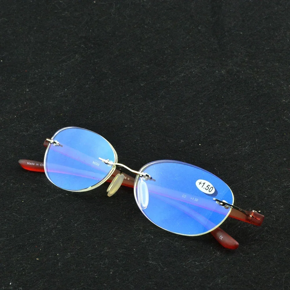 Очки для чтения с овальными прозрачными линзами, блокирующие синий свет, мужские очки для чтения без оправы с красным храмом, женские очки от +0,75 до +4
Очки для чтения с овальными прозрачными линзами, блокирующие синий свет, мужские очки для чтения без оправы с красным храмом, женские очки от +0,75 до +4