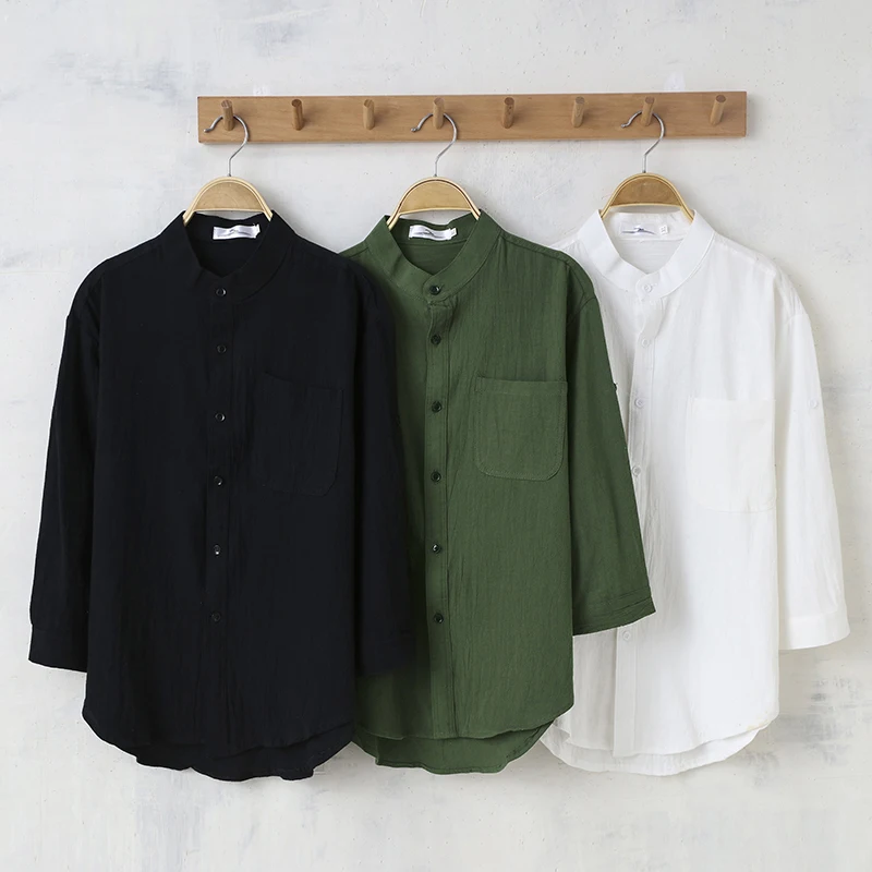 Casual Cotton Linen Men's Shirt Short Sleeve Summer Fashion Retro Half Sleeve Pure Color Point Collar Loose Fit Teenage Apparel
Casual Cotton Linen Men's Shirt Short Sleeve Summer Fashion Retro Half Sleeve Pure Color Point Collar Loose Fit Teenage Apparel