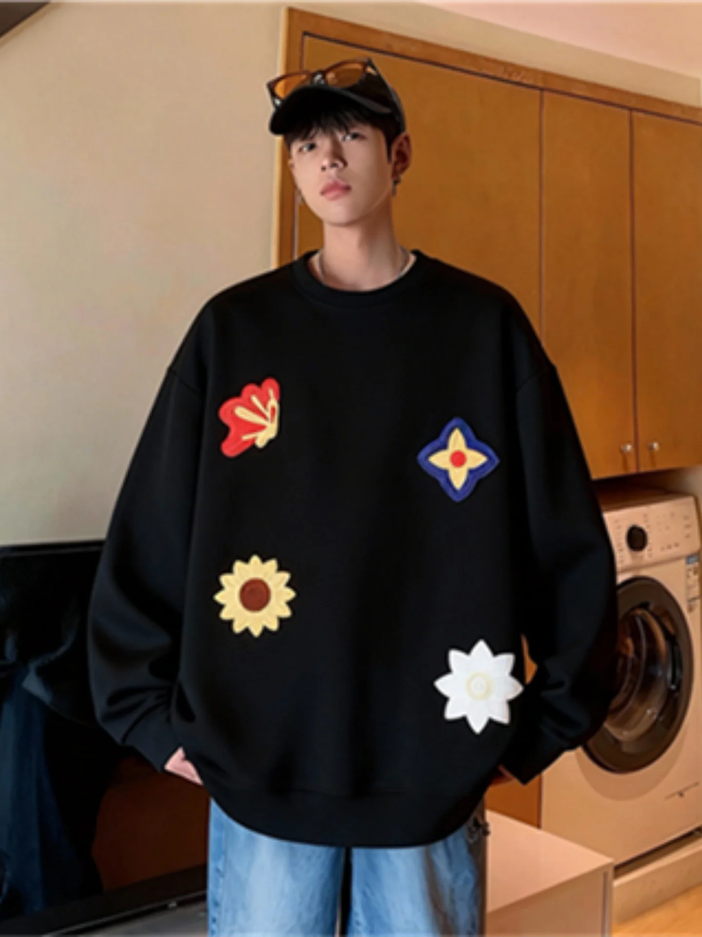 American Floral Embroidery round Ne Sweatirt Men's Winter Trend Loose Heavy Long Sve T-irt Couple Inner Wear Casual ...
American Floral Embroidery round Ne Sweatirt Men's Winter Trend Loose Heavy Long Sve T-irt Couple Inner Wear Casual ...
