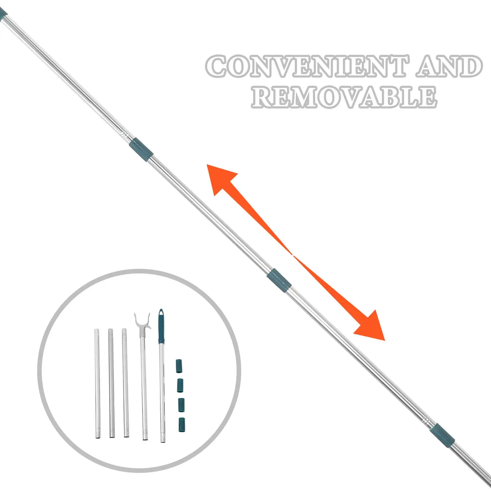 Telescopic Clothesline Rod 5 Sections 201cm Stainless Steel Adjustable Detachable Heavy Duty Balcony Pole Clothes Drying Supply
Telescopic Clothesline Rod 5 Sections 201cm Stainless Steel Adjustable Detachable Heavy Duty Balcony Pole Clothes Drying Supply