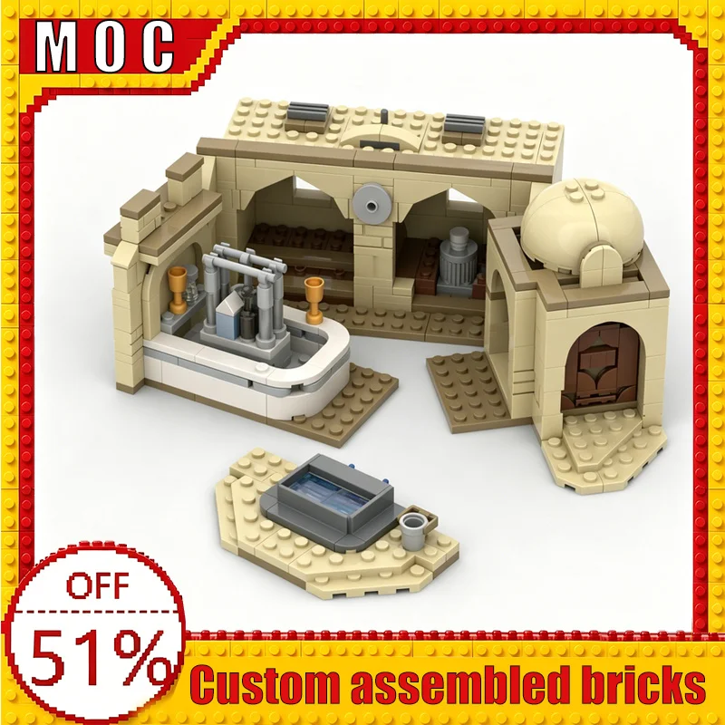 429PCS Technology Cantina War Series Tatooine Space Bar Diorama MOC Model Building Blocks DIY Assembly Educational Learning Gift
429PCS Technology Cantina War Series Tatooine Space Bar Diorama MOC Model Building Blocks DIY Assembly Educational Learning Gift