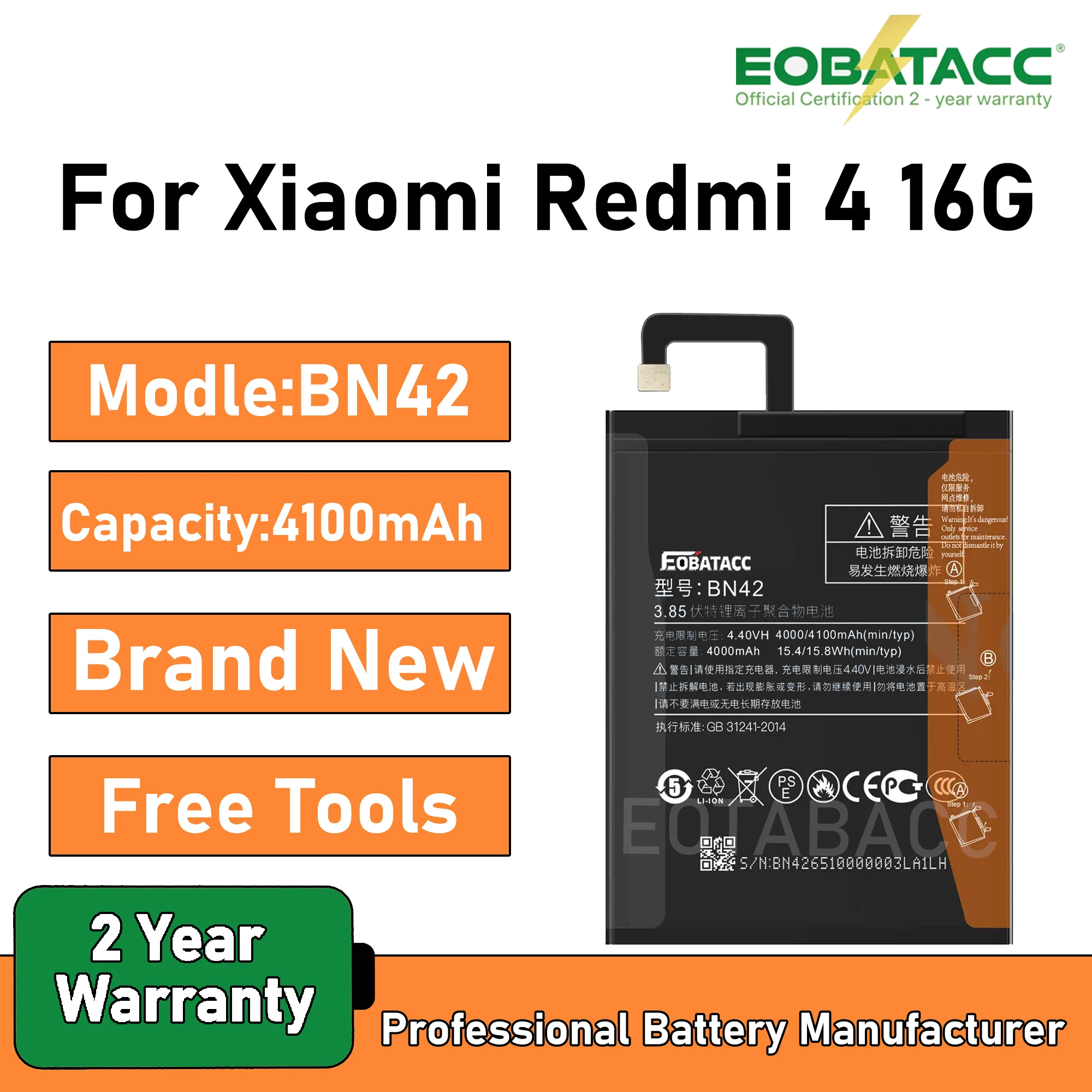 2025 лет EOBATACC 100% новый аккумулятор BN42 емкостью 4100 мАч для Xiaomi Redmi 4 Hongmi 4 Redmi4, аккумулятор для мобильного телефона, аккумуляторы
2025 лет EOBATACC 100% новый аккумулятор BN42 емкостью 4100 мАч для Xiaomi Redmi 4 Hongmi 4 Redmi4, аккумулятор для мобильного телефона, аккумуляторы