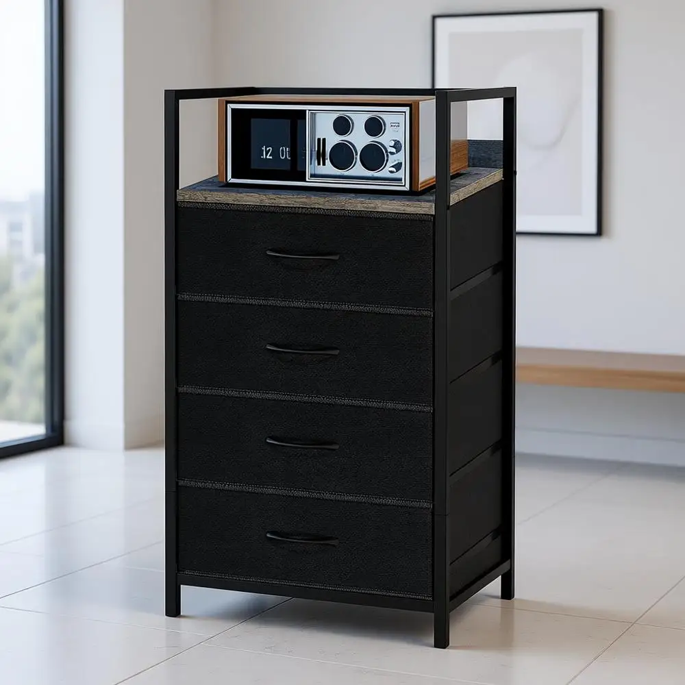 Tall Nightstand with Charging Station and LED Lights, Night Stand with PU Finish Fabric Storage Drawers, 5 Drawer Dresser, Greig
Tall Nightstand with Charging Station and LED Lights, Night Stand with PU Finish Fabric Storage Drawers, 5 Drawer Dresser, Greig