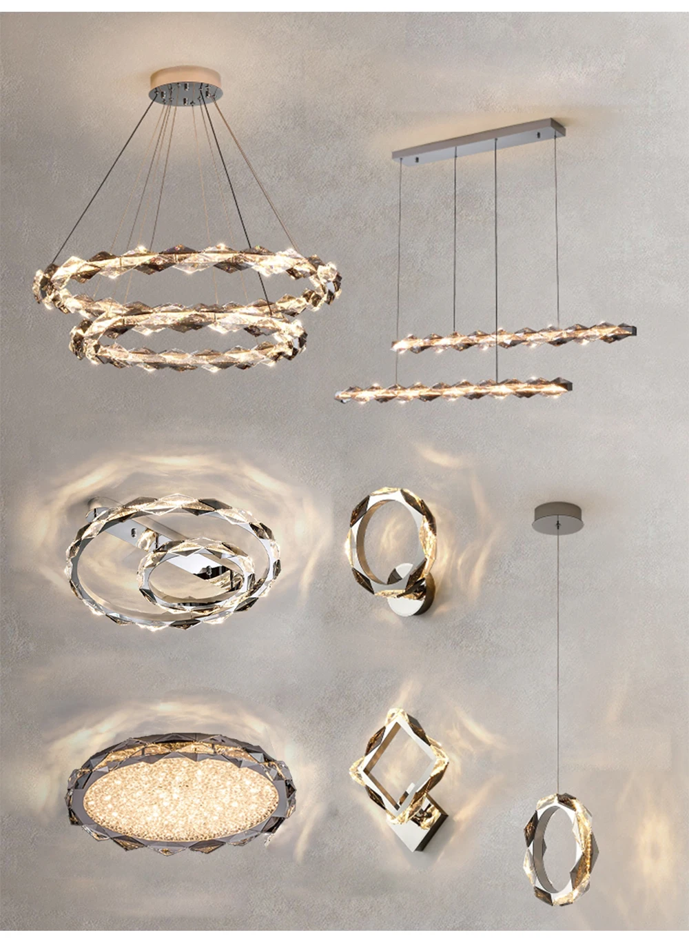 2025 New Rings Lustre Modern Dimmable Crystal LED Ceiling Chandelier Light for Whole House Package Indoor Decor Lighting Fixture
2025 New Rings Lustre Modern Dimmable Crystal LED Ceiling Chandelier Light for Whole House Package Indoor Decor Lighting Fixture