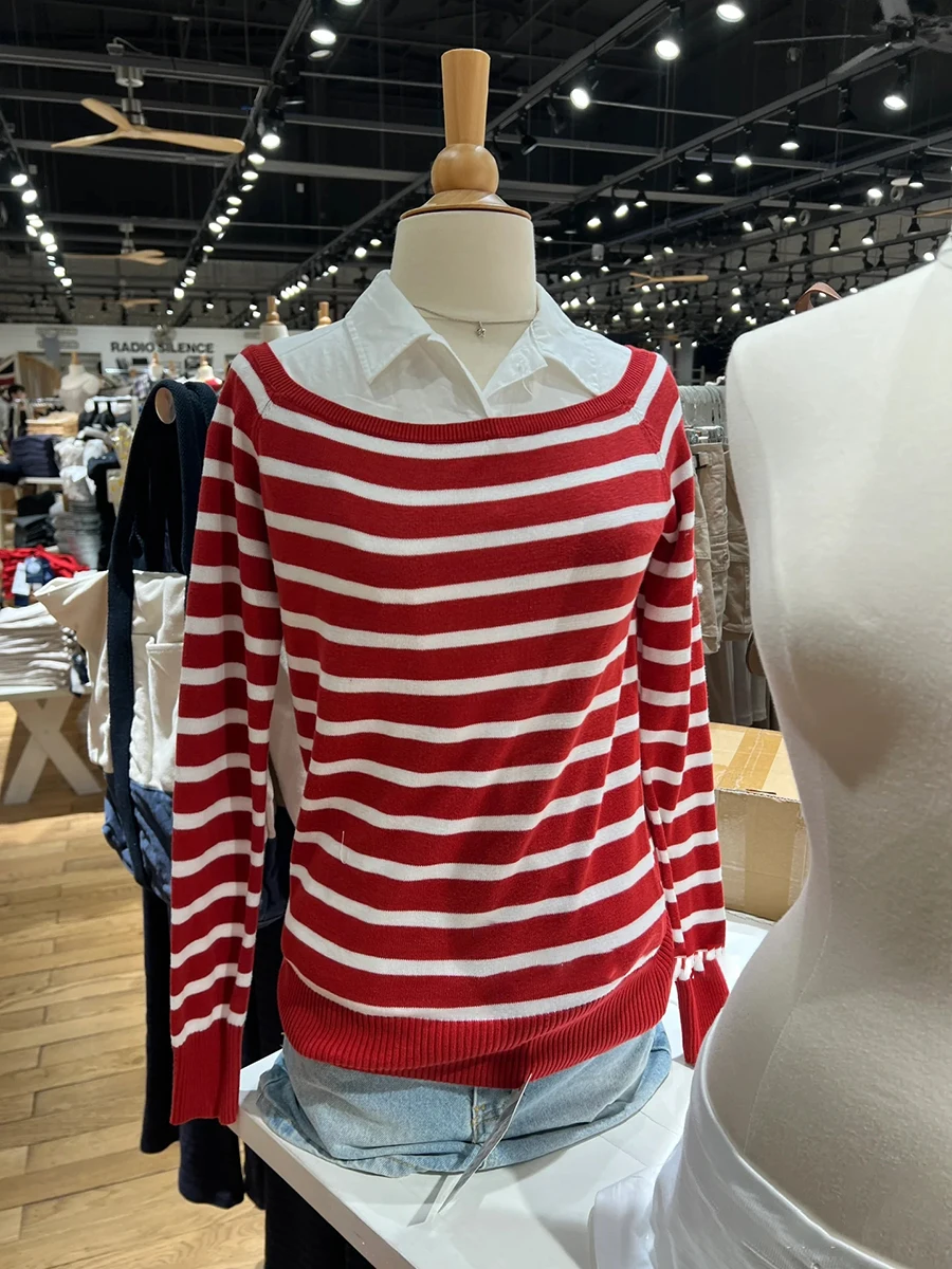 New Striped Knitted Sweater Woman Autumn Slash Neck Long Sleeve Cotton Jumpers Female Vintage Sweet Streetwear Pullover Y2k Tops
New Striped Knitted Sweater Woman Autumn Slash Neck Long Sleeve Cotton Jumpers Female Vintage Sweet Streetwear Pullover Y2k Tops