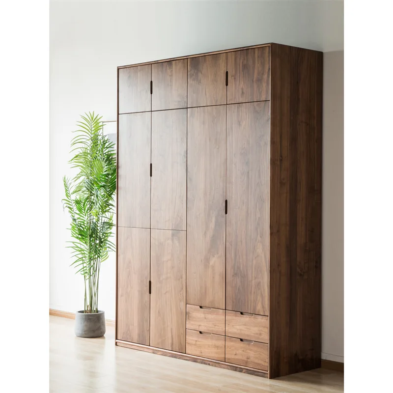 Nordic all-solid wood wardrobe, log swing door wardrobe, North American black walnut modern simple assembly folio wardrobe
Nordic all-solid wood wardrobe, log swing door wardrobe, North American black walnut modern simple assembly folio wardrobe