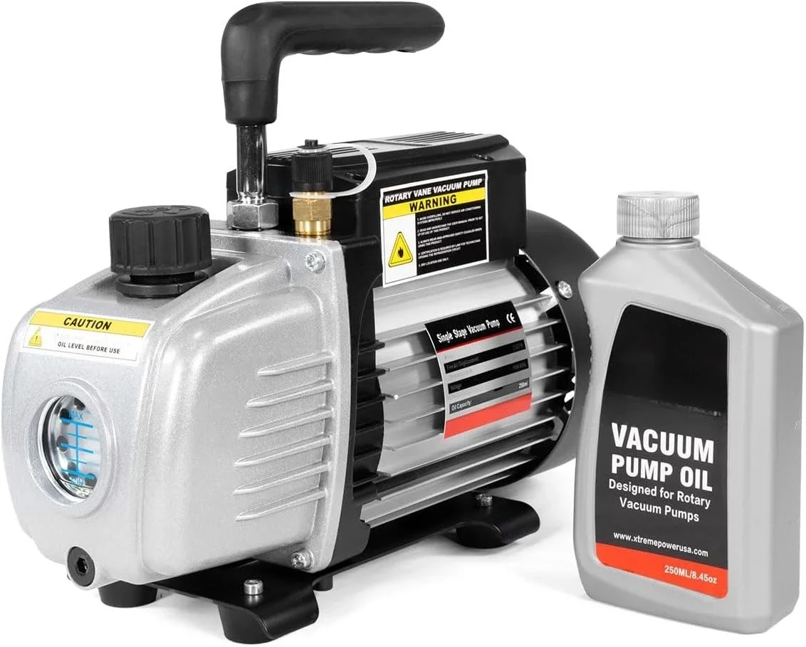 Роторно-лопастной вакуумный насос мощностью 1/4 л.с. для автомобильной дегазации воздушной смолы, охлаждения, HVAC A/C R410a R134 (3,5 куб. футов в минуту), с вакуумным маслом
Роторно-лопастной вакуумный насос мощностью 1/4 л.с. для автомобильной дегазации воздушной смолы, охлаждения, HVAC A/C R410a R134 (3,5 куб. футов в минуту), с вакуумным маслом