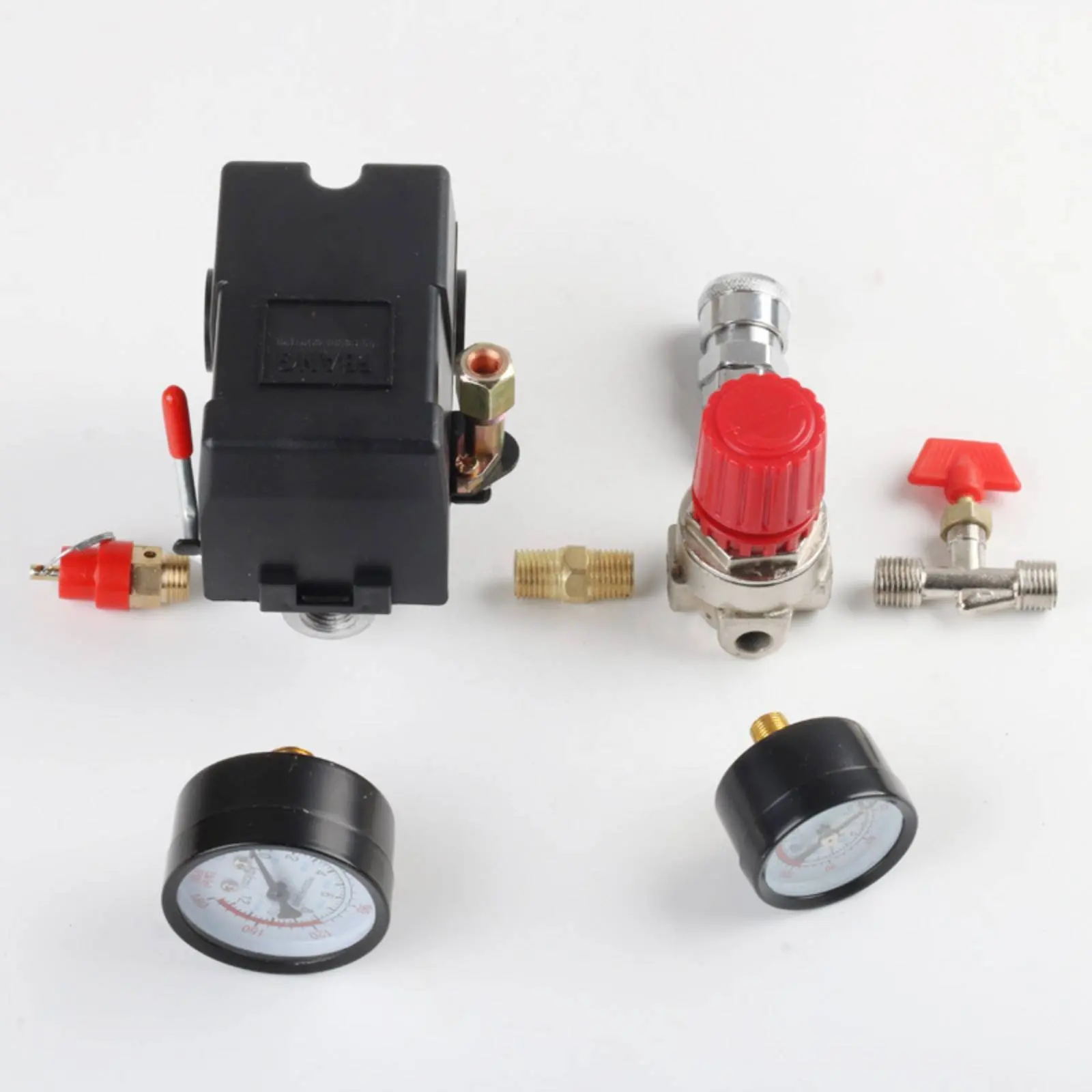 Horizontal Handle 4 Port Pressure Switch Assembly Oil Free Air Pressure Switch Regulator Gauge Set for Workshop, Garage
Horizontal Handle 4 Port Pressure Switch Assembly Oil Free Air Pressure Switch Regulator Gauge Set for Workshop, Garage